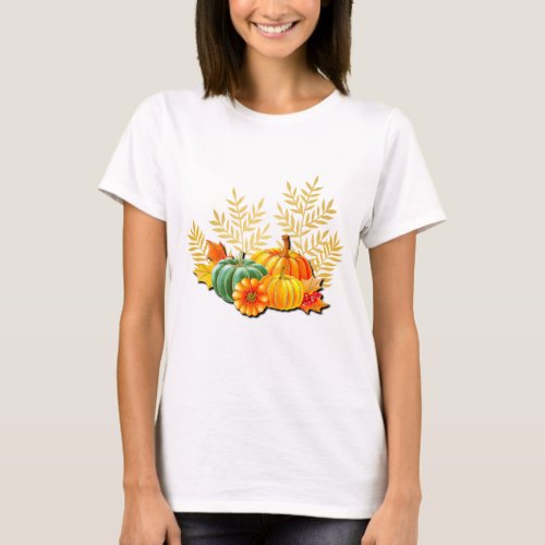 Thanksgiving Autumn Fall Maple Leaf and Sunflower T_Shirt