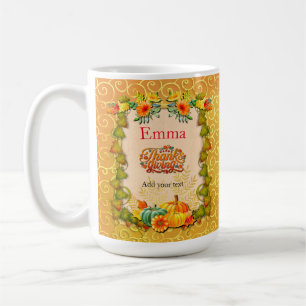 Thanksgiving Autumn Fall Maple Leaves and pumpkins Coffee Mug