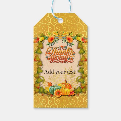 Thanksgiving Autumn Fall Maple Leaves and pumpkins Gift Tags