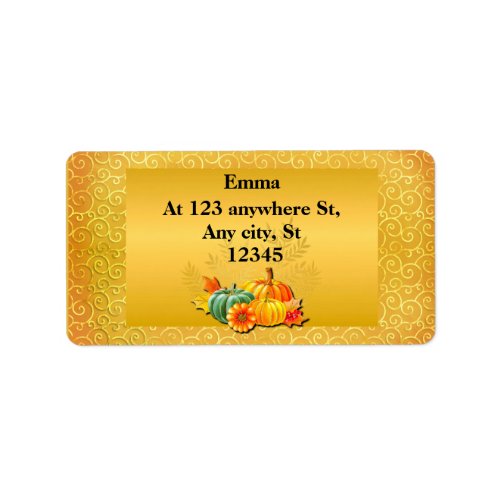 Thanksgiving Autumn Fall Maple Leaves and pumpkins Label