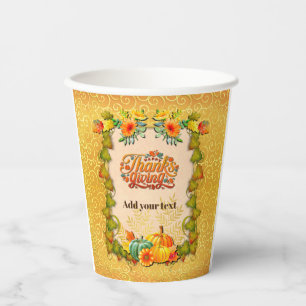 Thanksgiving Autumn Fall Maple Leaves and pumpkins Paper Cups