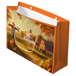 Thanksgiving/Autumn/Fall on the farm Large Gift Bag