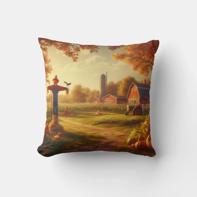 Thanksgiving/Autumn/Fall on the farm Throw Pillow (Front)
