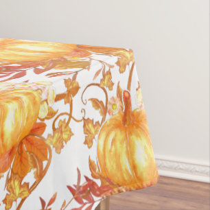 Thanksgiving Autumn Fall Pumpkin Leaves Vines Tablecloth