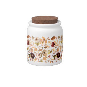 Thanksgiving Autumn Floral Candy Jar