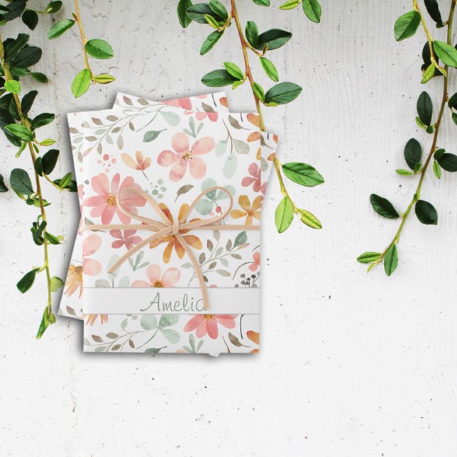 Thanksgiving  Autumn flower orange pattern name Wrapping Paper Sheets (Creator Uploaded)