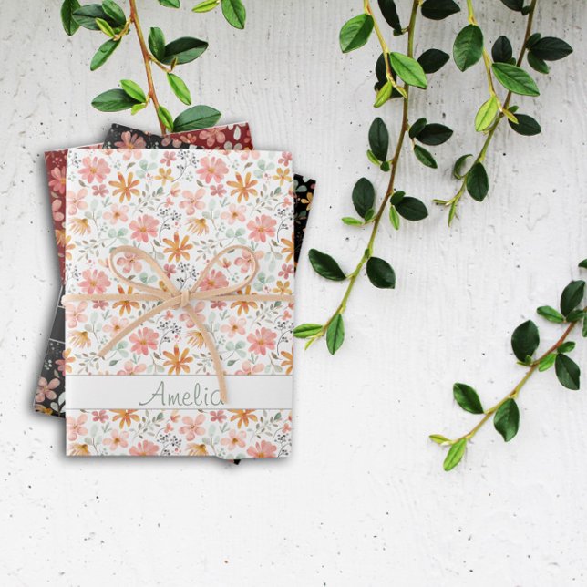 Thanksgiving  Autumn flower red pattern name Wrapping Paper Sheets (Creator Uploaded)