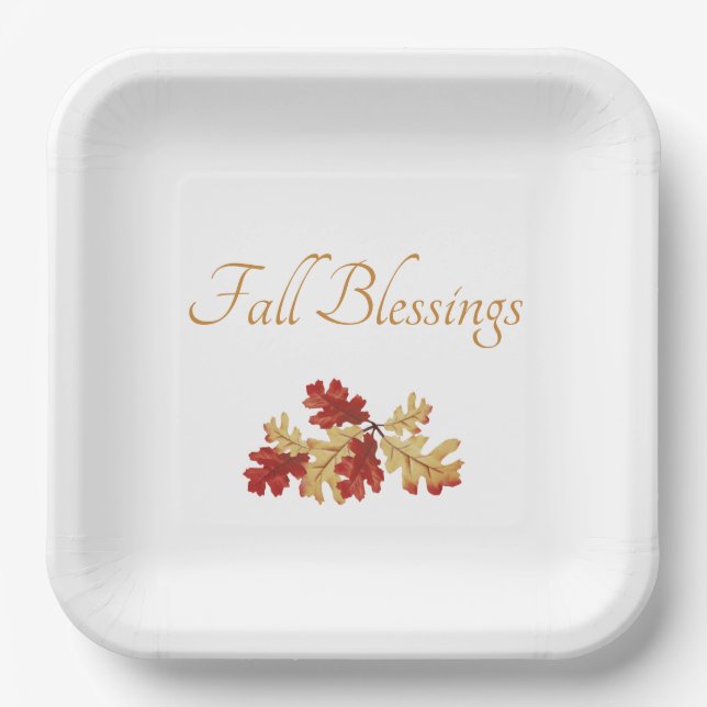 Thanksgiving Autumn Foliage Rustic Paper Plates (Front)