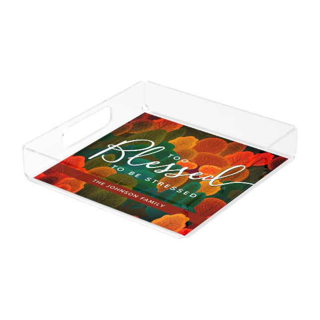 Thanksgiving Autumn Forest Modern Botanical Acrylic Tray (Angled)