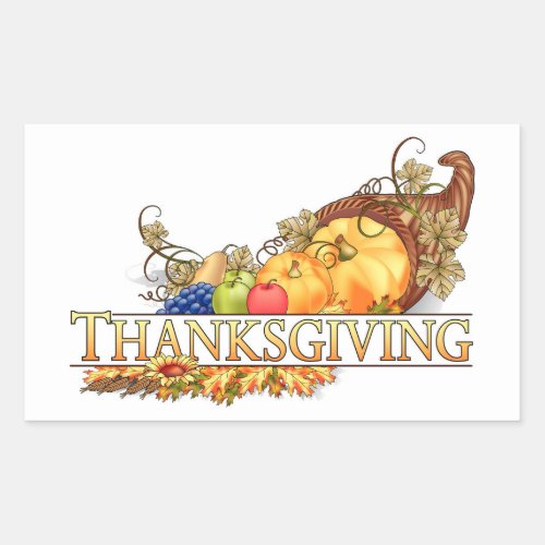 Thanksgiving Autumn Harvest Basket Rectangular Sticker