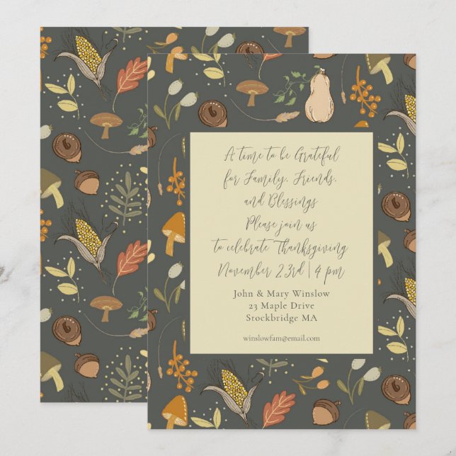 Thanksgiving Autumn Harvest Dinner Invitation (Front/Back)