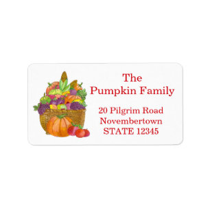 Thanksgiving Autumn Harvest in watercolor Label