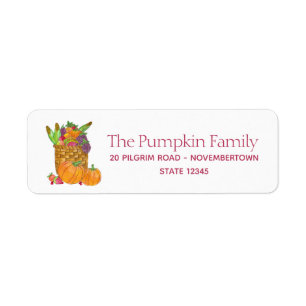 Thanksgiving Autumn Harvest in watercolor Label