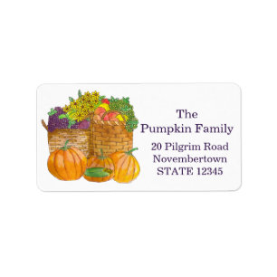 Thanksgiving Autumn Harvest in watercolor Label