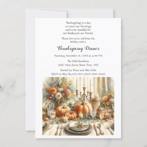 Thanksgiving Autumn Holiday Dinner Invitation