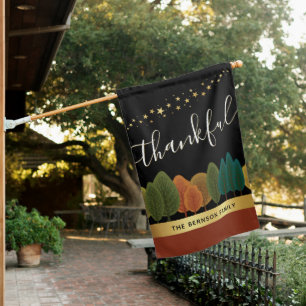 Thanksgiving Autumn House Flag