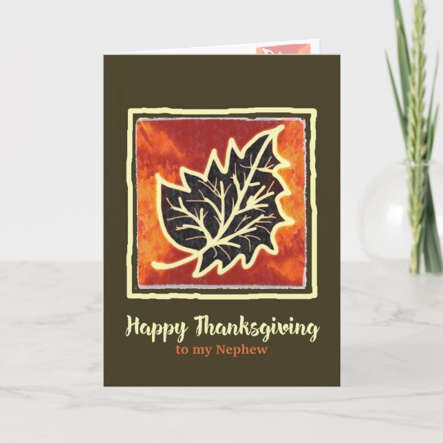 Thanksgiving Autumn Leaf Card for Nephew (Front)
