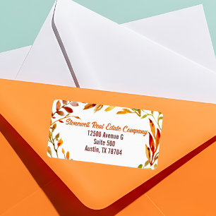 Thanksgiving Autumn Leaves Business Return Address Label