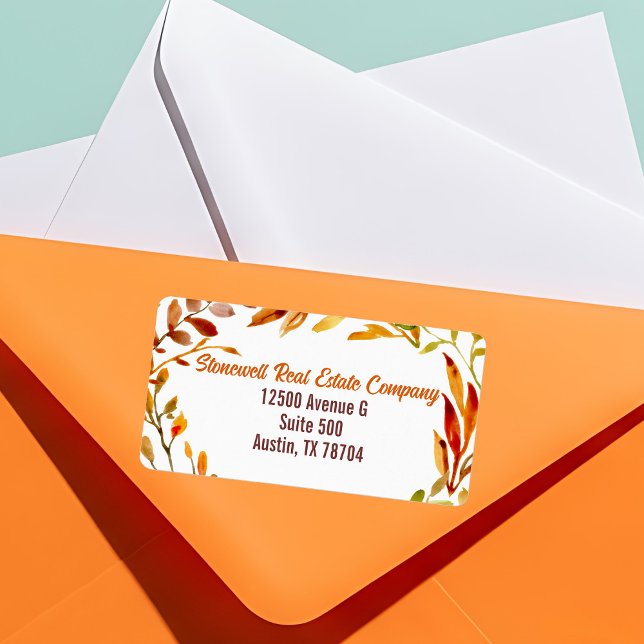 Thanksgiving Autumn Leaves Business Return Address Label (Creator Uploaded)