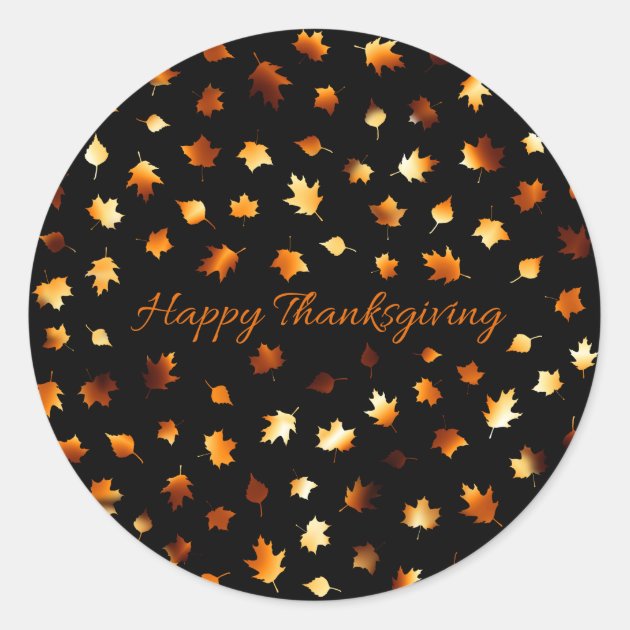 Thanksgiving Autumn Leaves Classic Round Sticker