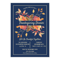 Thanksgiving Autumn Leaves Custom Dinner Party Invitation