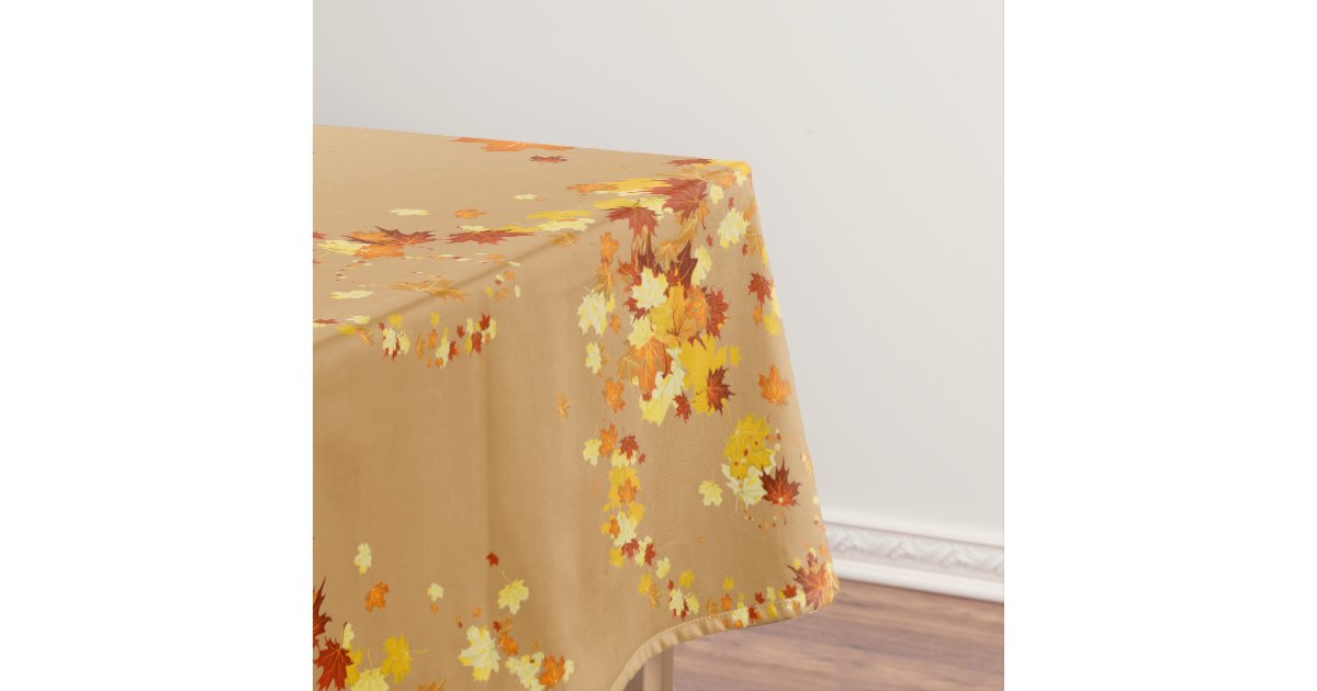 Thanksgiving Autumn Leaves Fancy Swirl Tablecloth | Zazzle
