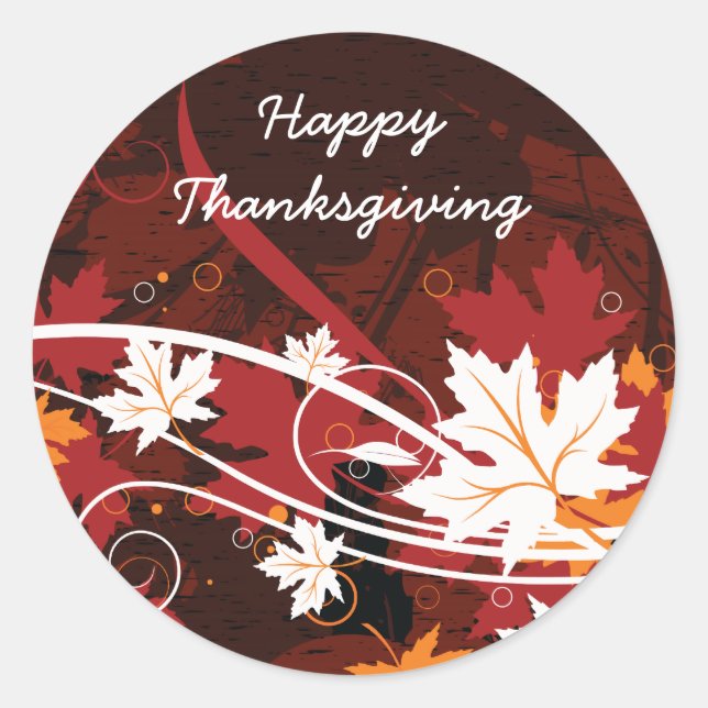 Thanksgiving autumn leaves-maple custom products classic round sticker (Front)