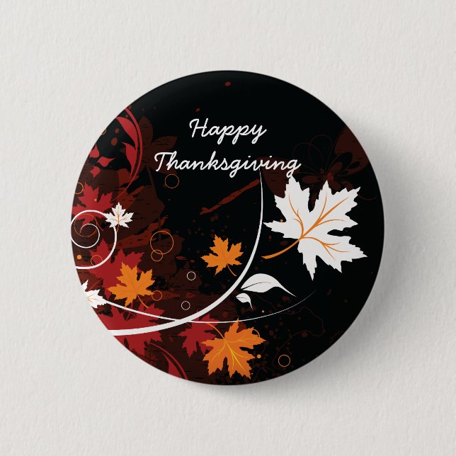 Thanksgiving autumn leaves-maple custom products pinback button (Front)