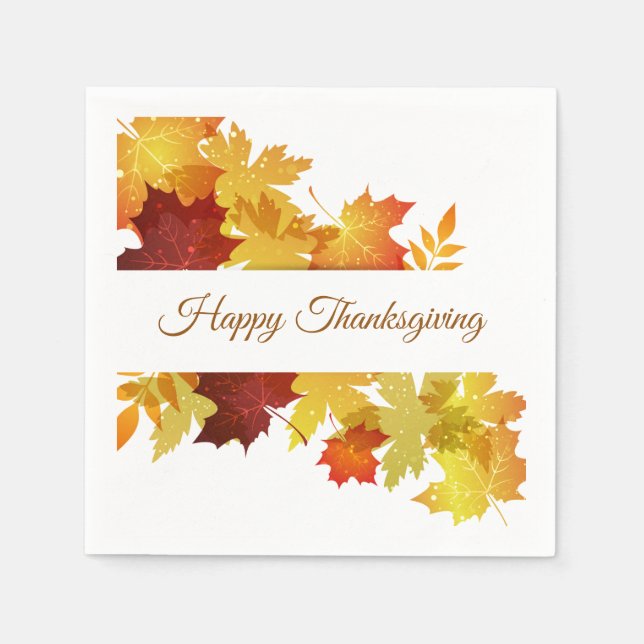 Thanksgiving Autumn Leaves Napkin (Front)