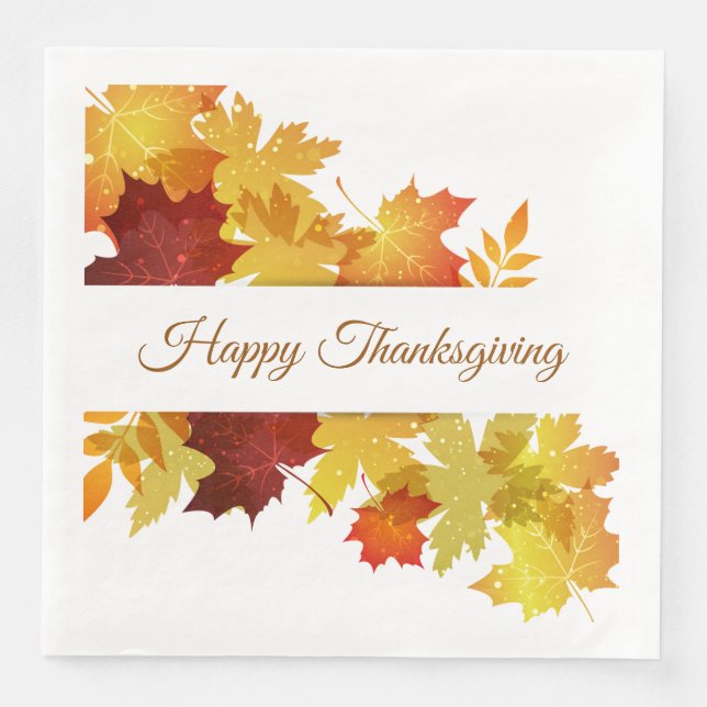 Thanksgiving Autumn Leaves Napkin (Front)