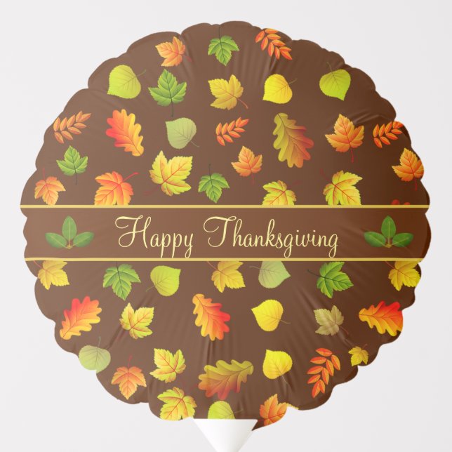Thanksgiving Autumn Leaves on Brown Balloon (Front)