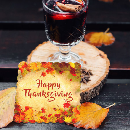Thanksgiving Autumn Leaves on Old Paper Background