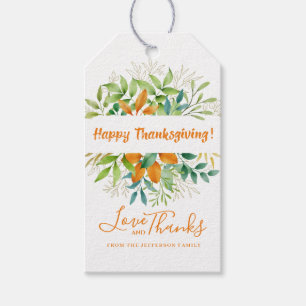 Thanksgiving Autumn Leaves Watercolor Fall Orange Gift Tags