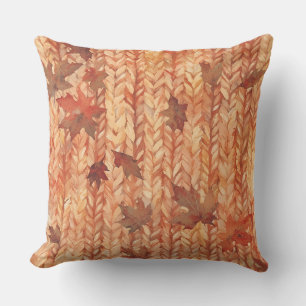 Thanksgiving, Autumn leaves with Crochet Style Outdoor Pillow