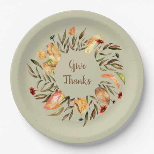 Thanksgiving  Autumn Leaves Wreath Paper Plate