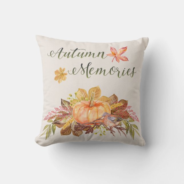 Thanksgiving - "Autumn Memories" - Watercolors1 Throw Pillow (Front)