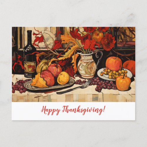 Thanksgiving Autumn Painting Postcard