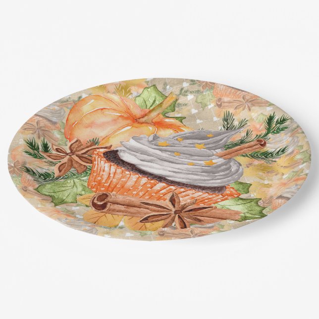 Thanksgiving Autumn pattern Paper Plates (Angled)