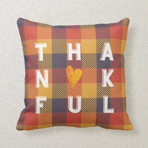 Thanksgiving Autumn Plaid Pillow with Heart