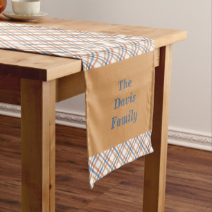 Thanksgiving Autumn Plaids Family Short Table Runner