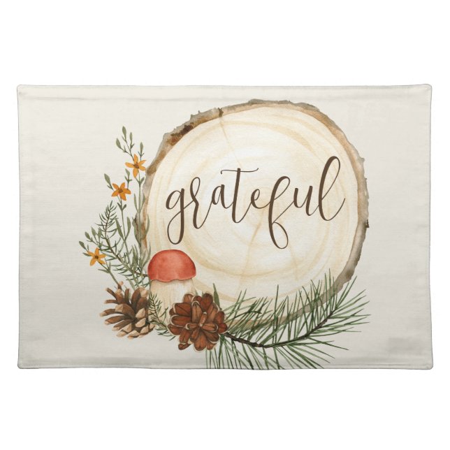 Thanksgiving autumn rustic wood  cloth placemat (Front)