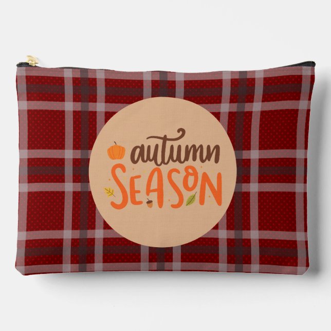 Thanksgiving,Autumn Season Script, Checkered, Accessory Pouch (Front)