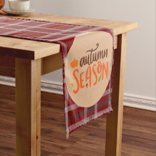 Thanksgiving,Autumn Season Script, Checkered Medium Table Runner