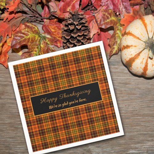 Thanksgiving Autumn Tartan Plaid Fall Colors  Napkins