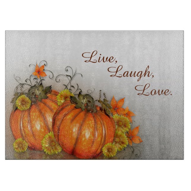 Thanksgiving Autumn theme glass cutting board (Front)