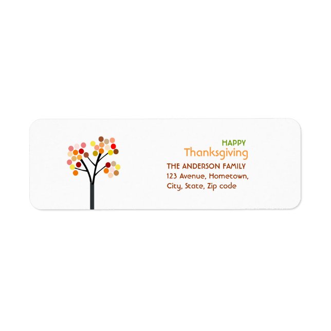 Thanksgiving Autumn Tree Label (Front)