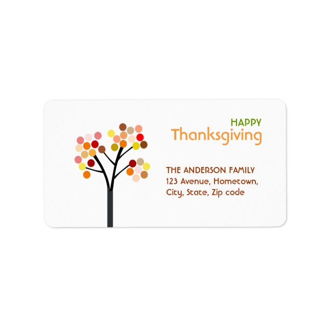 Thanksgiving Autumn Tree Label (Front)