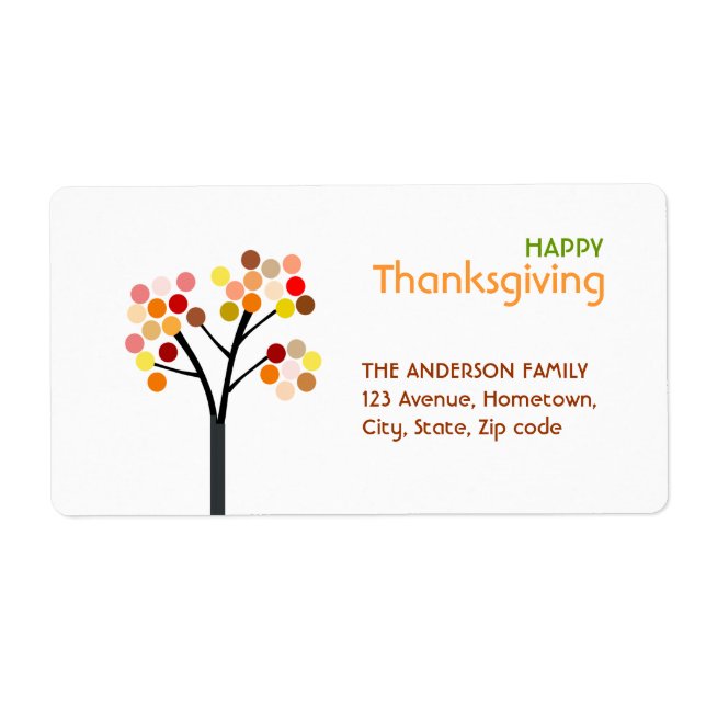 Thanksgiving Autumn Tree Label (Front)
