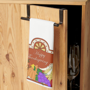 Thanksgiving Autumn Turkey Kitchen Design Towel