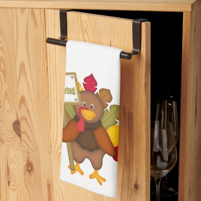 Thanksgiving Autumn Turkey Kitchen Design Towel (Thirds Fold)